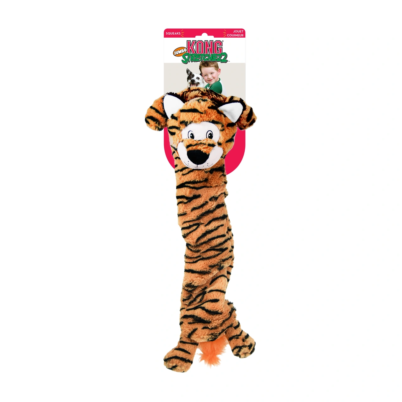 KONG Stretchezz Jumbo Tiger XL 58 cm - stor hundebamse med lyd